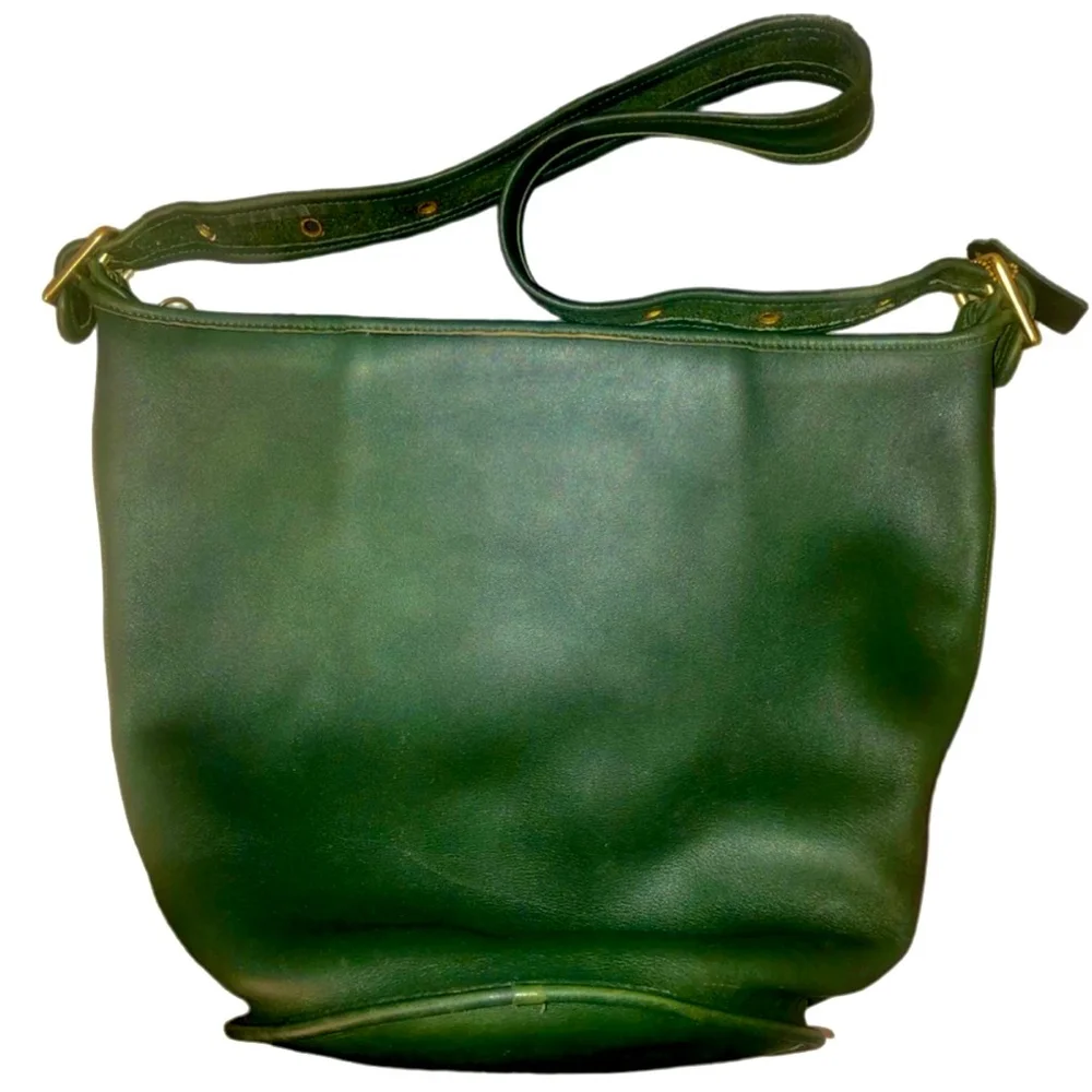 COACH Bottle Green Glove Tanned Leather Duffle Sac XL Bucket Bag 9085 USA COA
